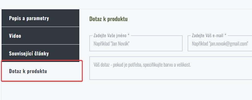 Dotaz k produktu